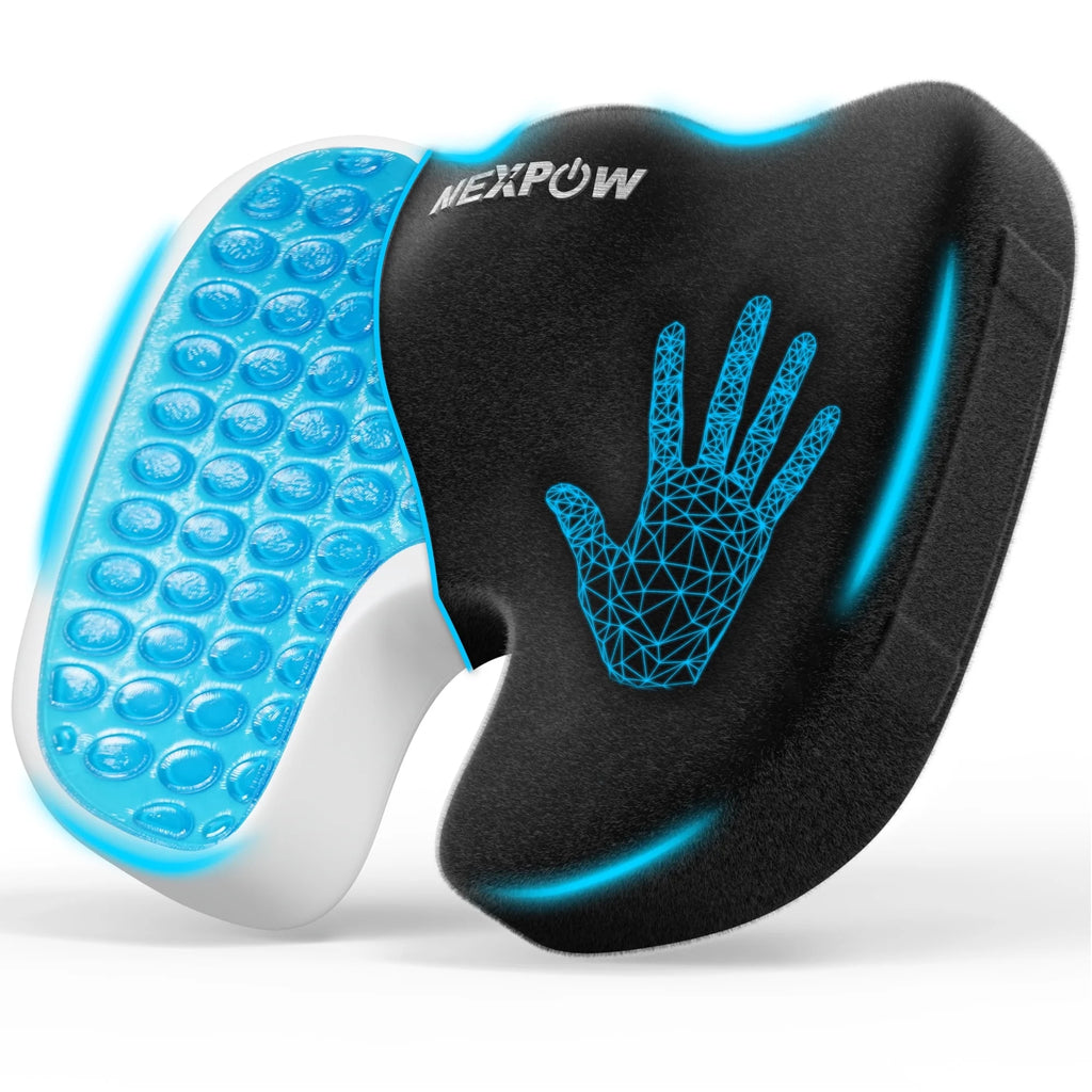 Memory Foam Seat Cushion Cooling Gel Butt Pillow for Tailbone Pain Relief - Chair Cushion,Car Seat Cushion,Butt Pillow