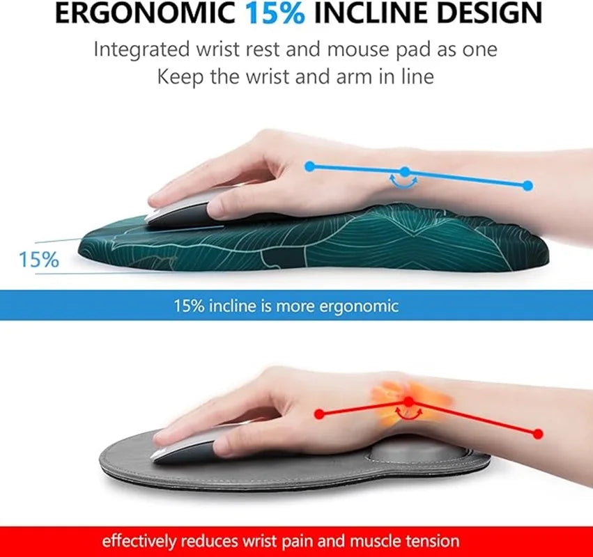 Wrist Mouse Pad Ergonomic Mice Pad Memory Foam Wrist Rest Support Pain Relief