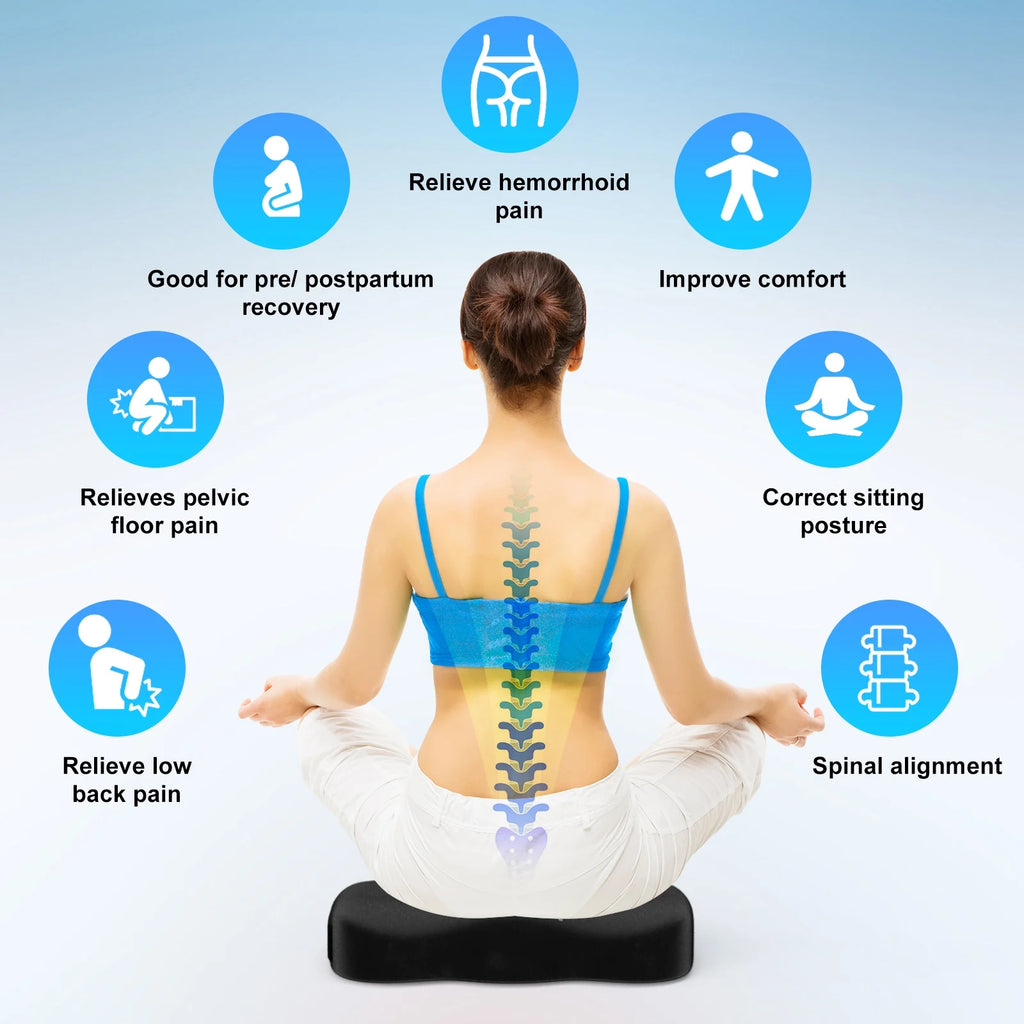 Memory Foam Seat Cushion Cooling Gel Butt Pillow for Tailbone Pain Relief - Chair Cushion,Car Seat Cushion,Butt Pillow