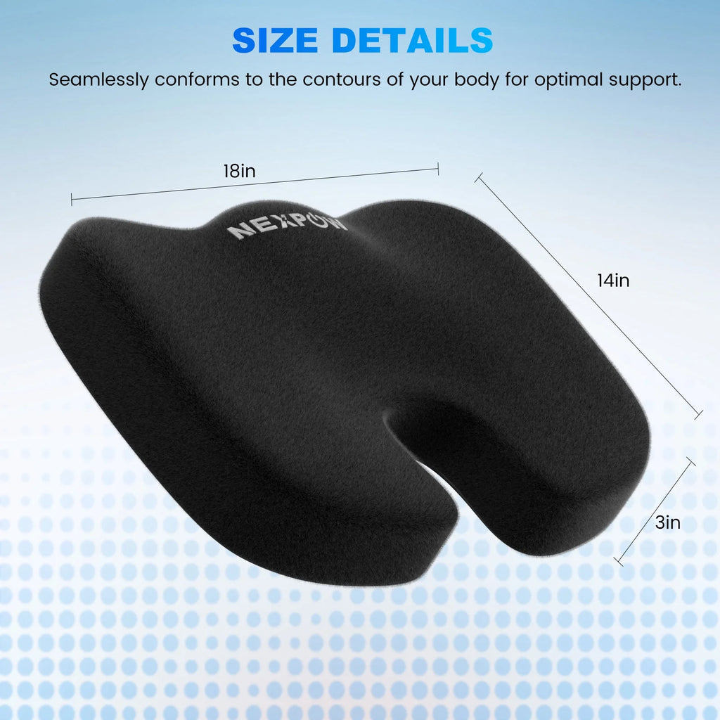 Memory Foam Seat Cushion Cooling Gel Butt Pillow for Tailbone Pain Relief - Chair Cushion,Car Seat Cushion,Butt Pillow