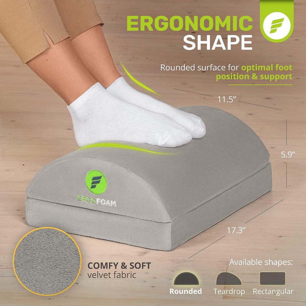 Foot Rest for under Desk at Work - Chiropractor Endorsed 2In1 Adjustable Premium under Desk Footrest - Ergonomic Desk Foot Rest with High-Density Compression-Resistant Velvet Soft Foam (Grey)
