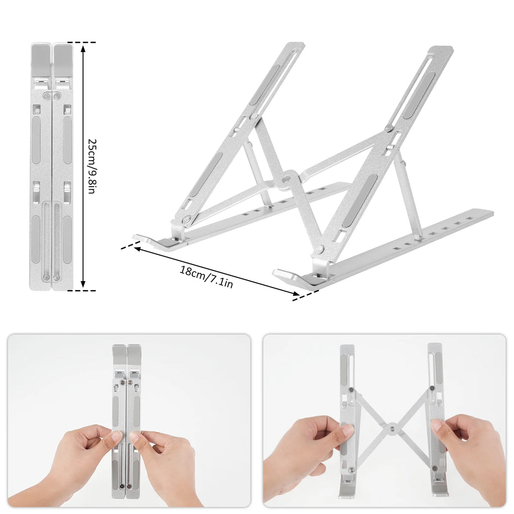Adjustable Laptop Stand, Laptop Holder Riser, Computer Tablet Stand, 6 Angles Adjustable Aluminum Ergonomic Foldable Desktop Holder, Ventilated Cooling Notebook Stand for 10-15.6” Laptoptablet