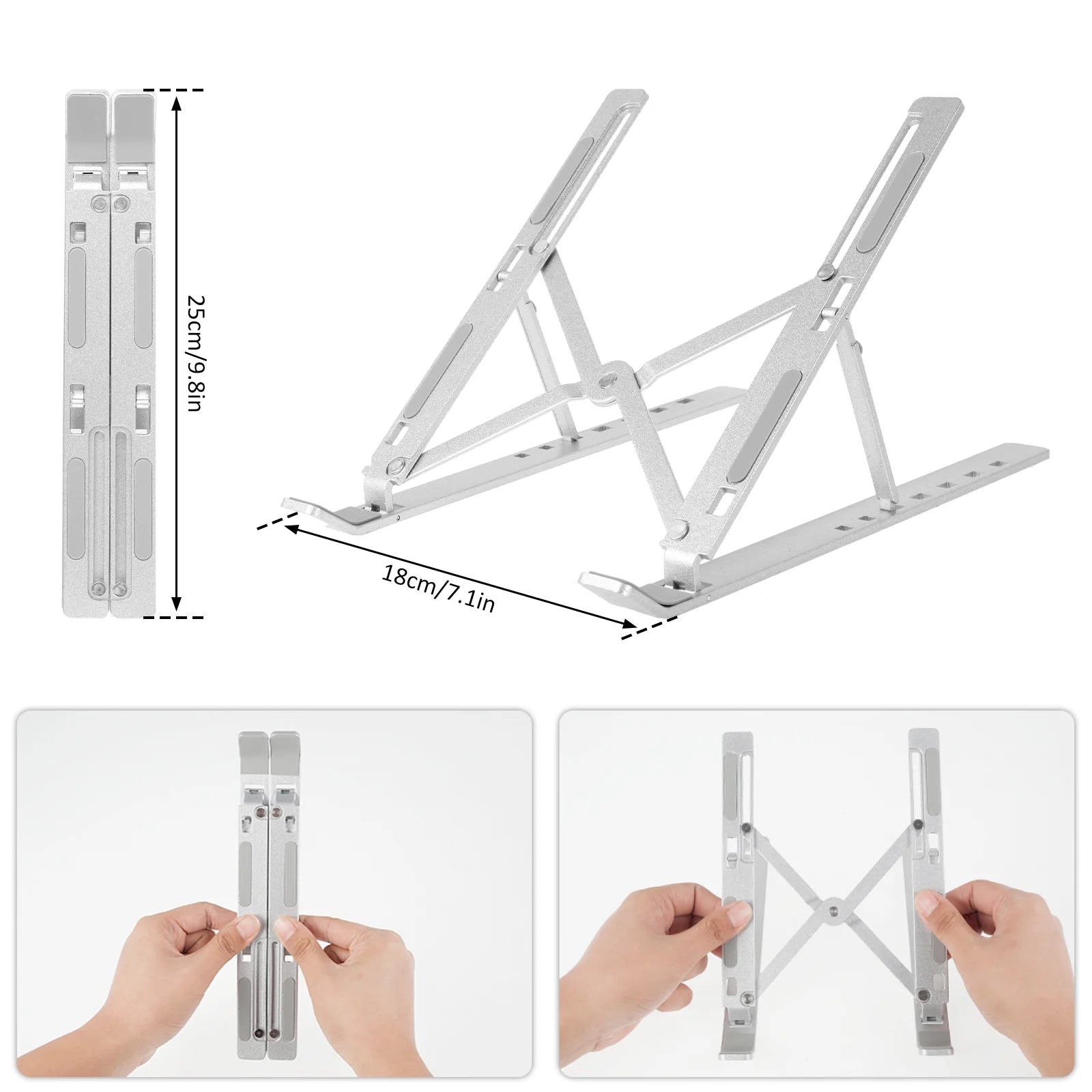 Adjustable Laptop Stand, Laptop Holder Riser, Computer Tablet Stand, 6 Angles Adjustable Aluminum Ergonomic Foldable Desktop Holder, Ventilated Cooling Notebook Stand for 10-15.6” Laptoptablet