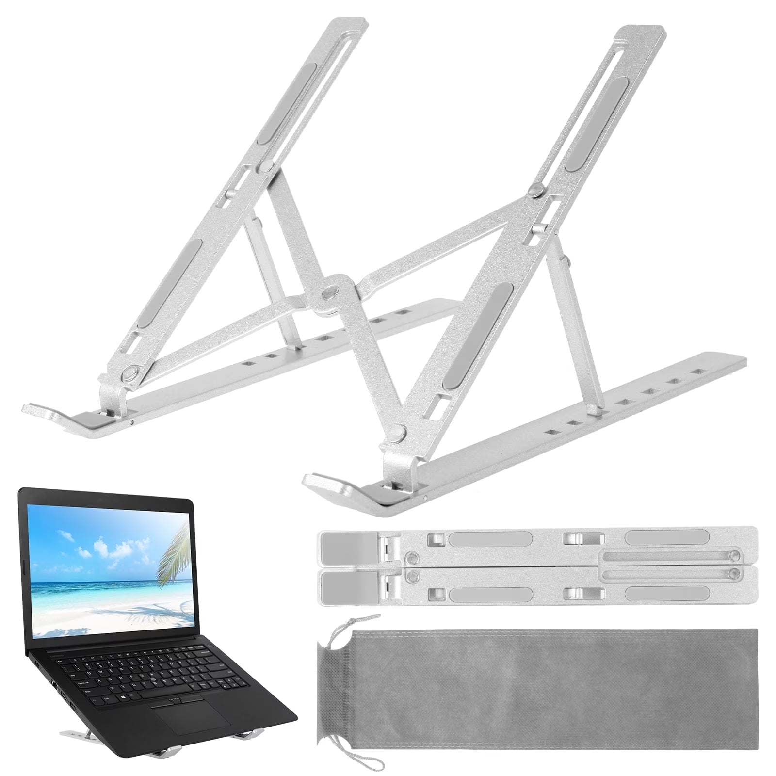 Adjustable Laptop Stand, Laptop Holder Riser, Computer Tablet Stand, 6 Angles Adjustable Aluminum Ergonomic Foldable Desktop Holder, Ventilated Cooling Notebook Stand for 10-15.6” Laptoptablet