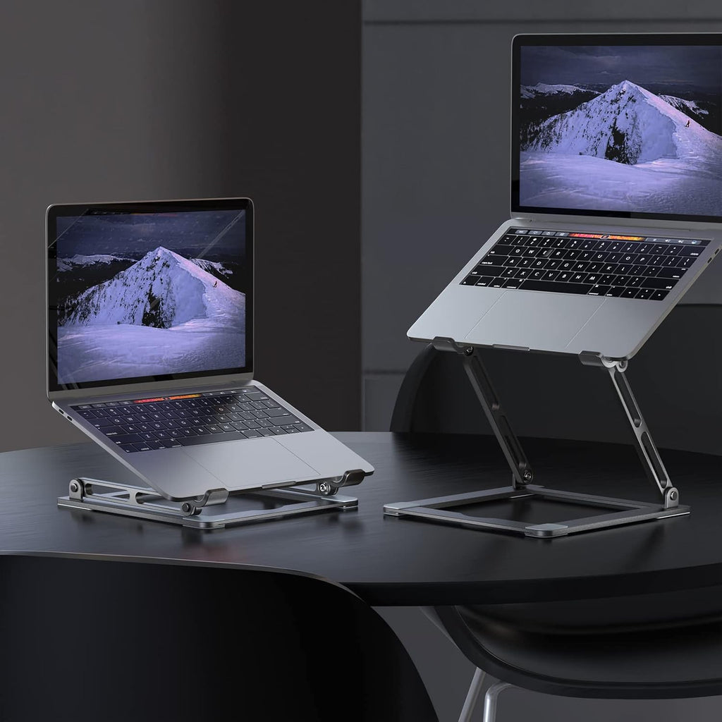 Laptop Stand for Desk - Adjustable Laptop Holder, Portable Laptop Riser with Multi-Angle Height Adjustable Computer Stand for Macbook Air/Pro and More Notebooks 10-17.3" - Grey