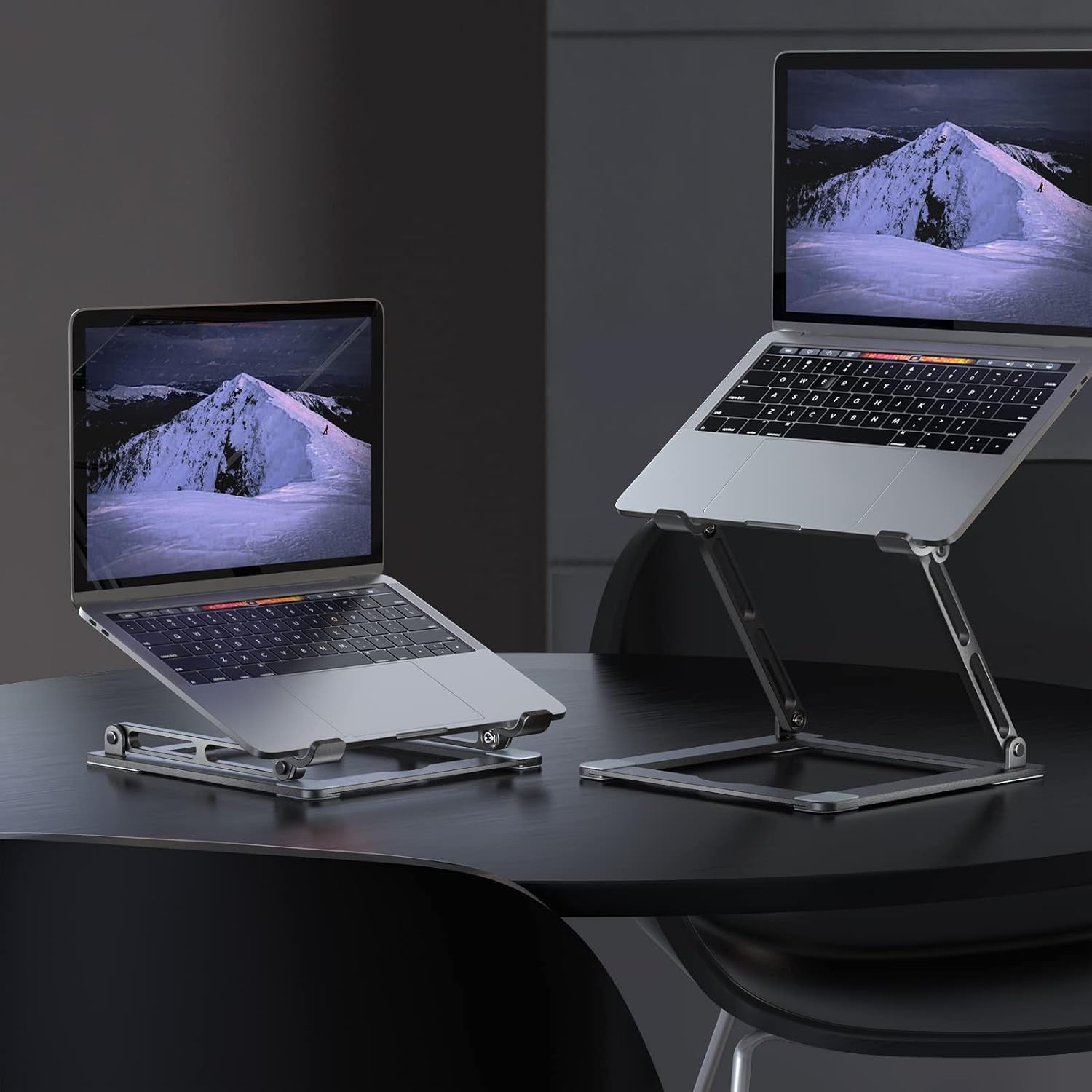 Laptop Stand for Desk - Adjustable Laptop Holder, Portable Laptop Riser with Multi-Angle Height Adjustable Computer Stand for Macbook Air/Pro and More Notebooks 10-17.3" - Grey
