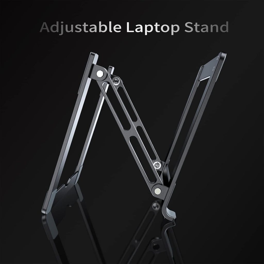 Laptop Stand for Desk - Adjustable Laptop Holder, Portable Laptop Riser with Multi-Angle Height Adjustable Computer Stand for Macbook Air/Pro and More Notebooks 10-17.3" - Grey