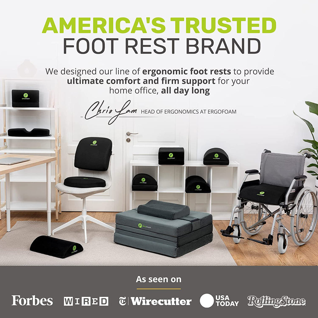 Foot Rest for under Desk at Work - Chiropractor Endorsed 2In1 Adjustable Premium under Desk Footrest - Ergonomic Desk Foot Rest with High-Density Compression-Resistant Velvet Soft Foam (Grey)